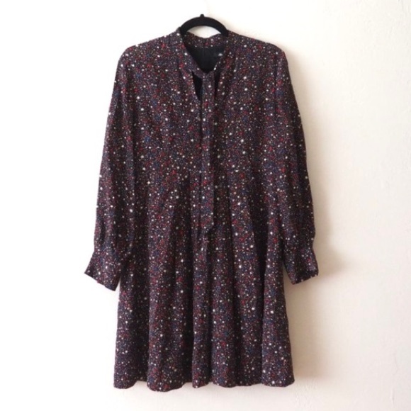 Madewell - Balsam Long Sleeve Tie Neck Dress in Starry Night - Picture 7 of 12